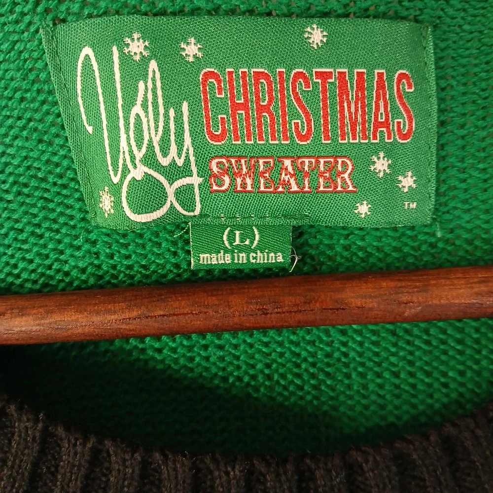 Ugly Christmas Sweater Mens Large Santa Beer Drink Christmas Holiday‎ Knit